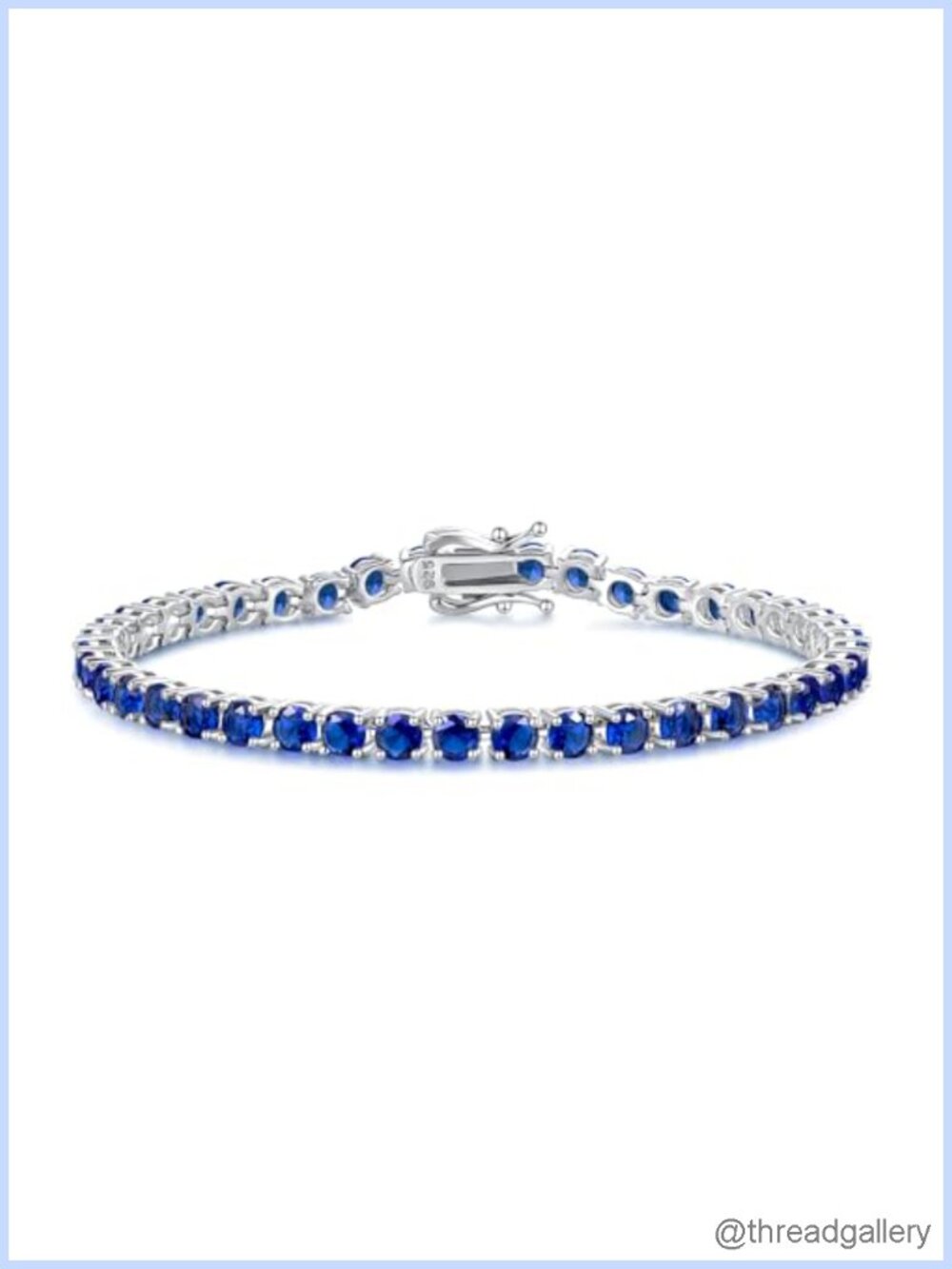 Sterling Silver Sapphire Tennis Bracelet 7.2 Inch Fine Jewelry
